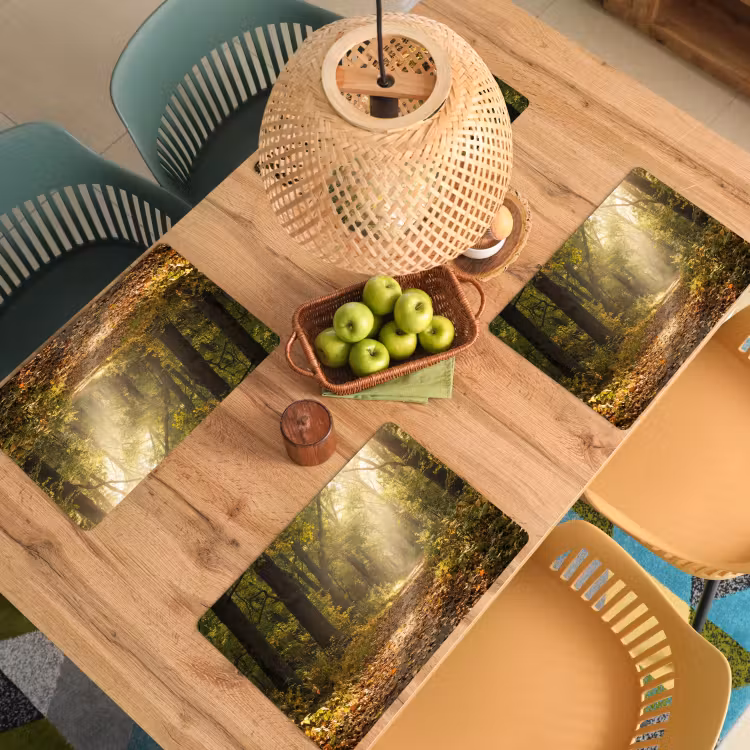 Tovaglietta – 6 pezzi - Luce del sole - sentiero forestale - alberi — 3