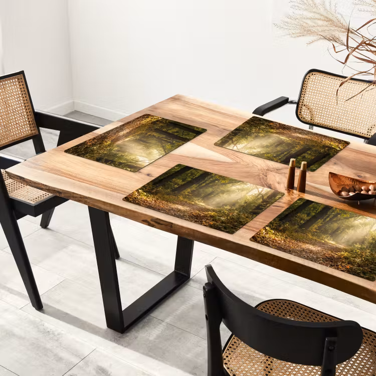 Tovaglietta – 6 pezzi - Luce del sole - sentiero forestale - alberi — 4