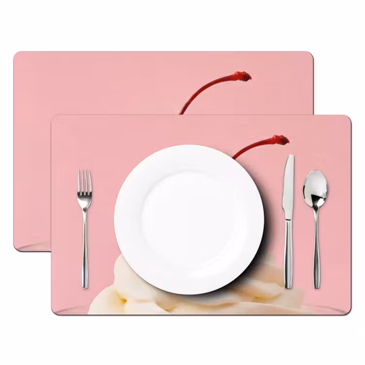 Tovaglietta – 6 pezzi - Ciliegia - Panna montata - Rosa — 2