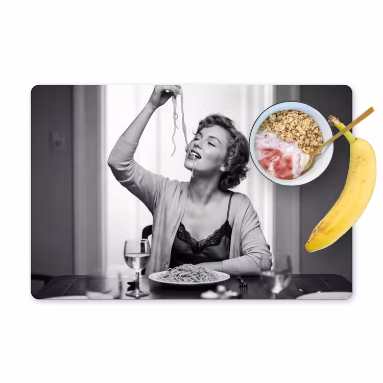 Tovaglietta – 6 pezzi - Donna - Spaghetti - Nero - Bianco — 1