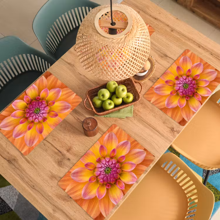 Tovaglietta – 6 pezzi - Dalia - Fiore - Arancione — 3