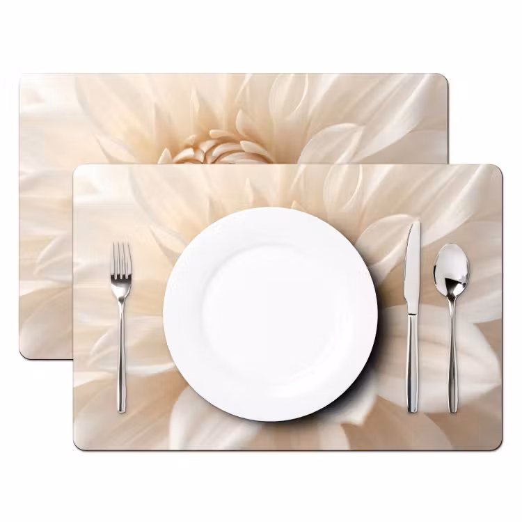 Tovaglietta – 6 pezzi - Fiore - Dalia - Bianco — 2