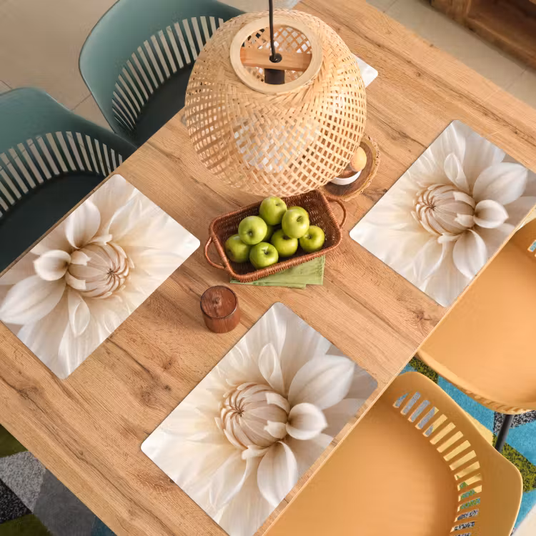 Tovaglietta – 6 pezzi - Fiore - Dalia - Bianco — 3
