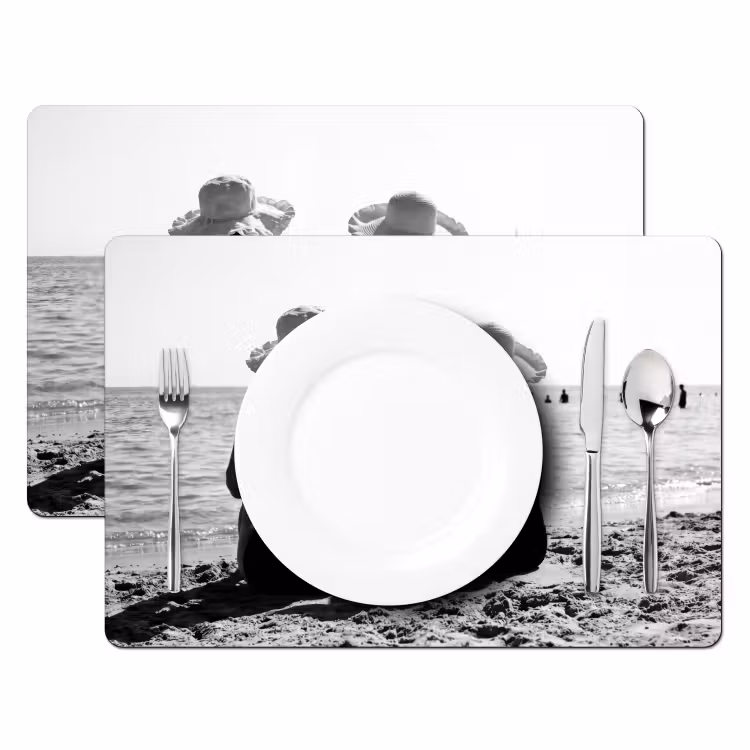 Tovaglietta – 6 pezzi - Donne - Cappello da sole - Spiaggia - Nero - Bianco — 2