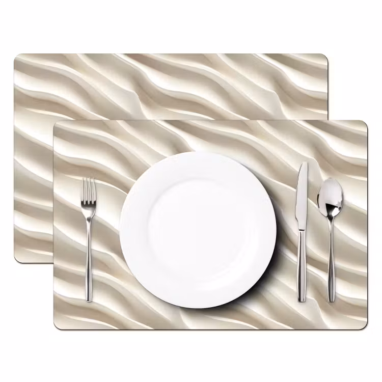 Tovaglietta – 6 pezzi - Diagonale - Onde - Crema — 2