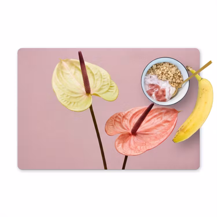 Tovaglietta – 6 pezzi - Fiori - Anthurium - Giallo - Rosa — 1