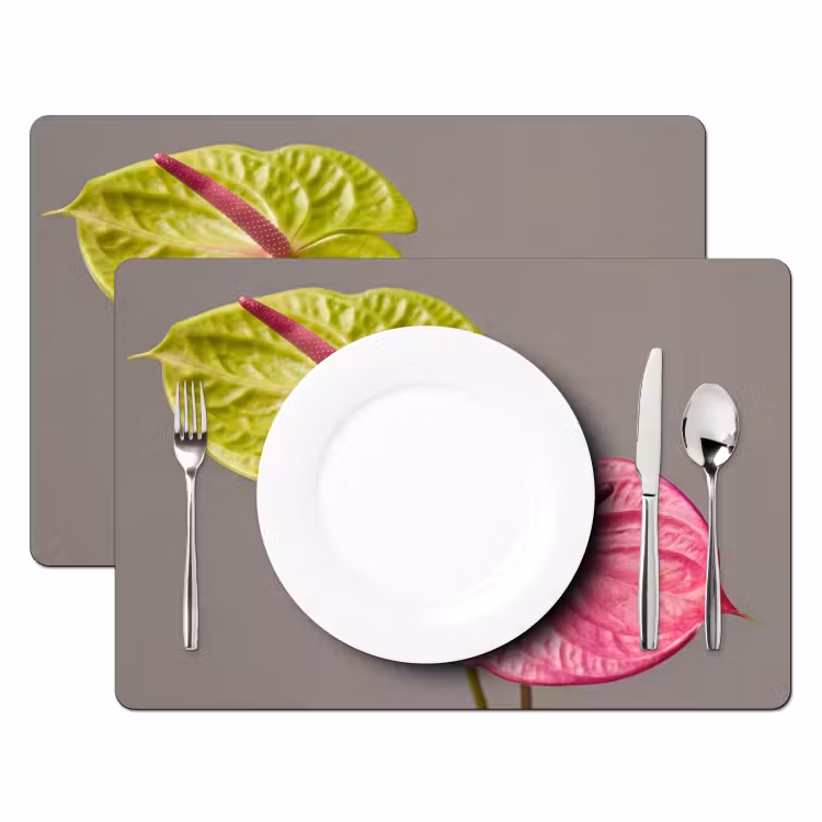 Tovaglietta – 6 pezzi - Piante - Anthurium - Verde - Rosa — 2