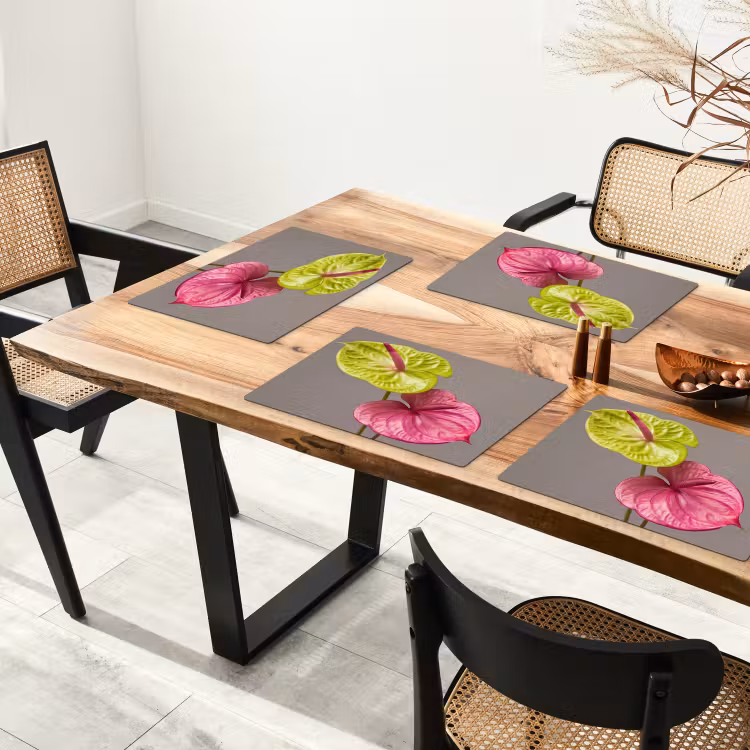 Tovaglietta – 6 pezzi - Piante - Anthurium - Verde - Rosa — 4