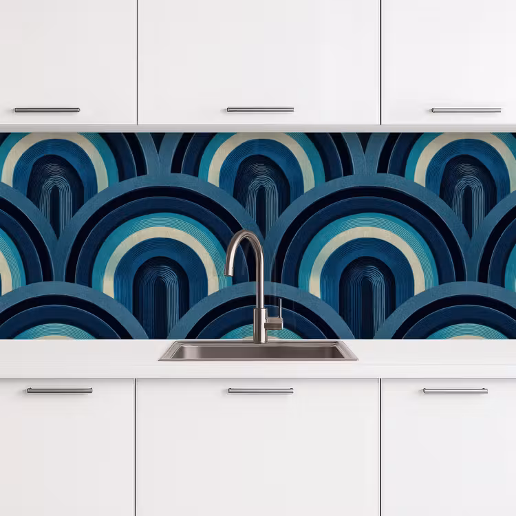 Schienale cucina - Archi - Geometrico - Motivo - Blu - Retrò — 4
