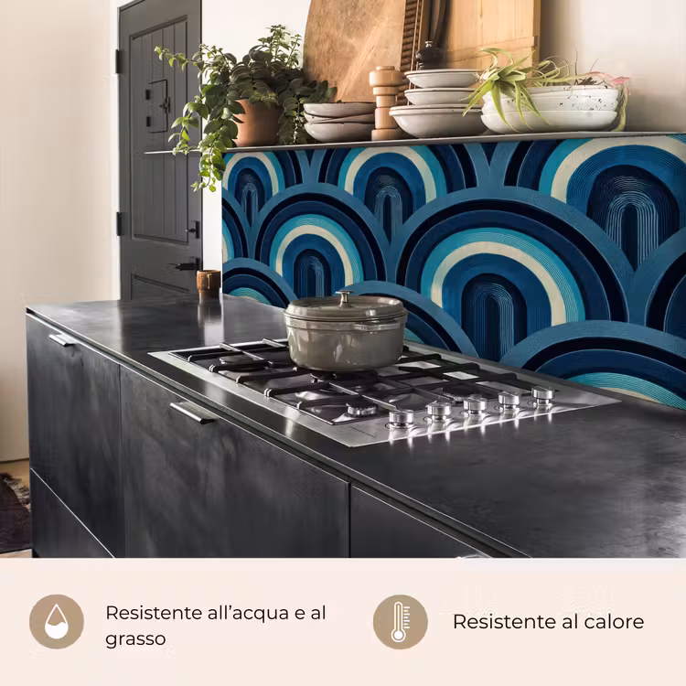 Schienale cucina - Archi - Geometrico - Motivo - Blu - Retrò — 5