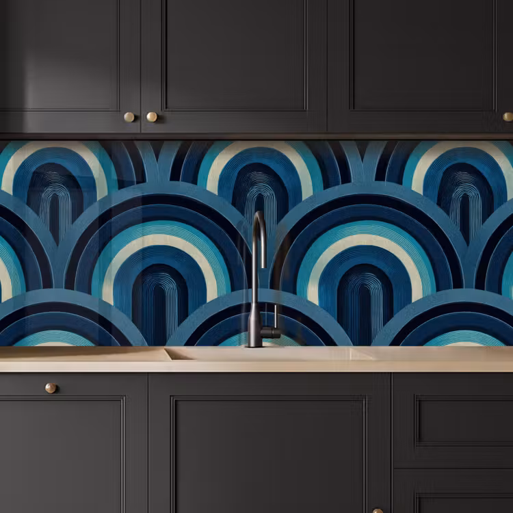 Schienale cucina - Archi - Geometrico - Motivo - Blu - Retrò — 6