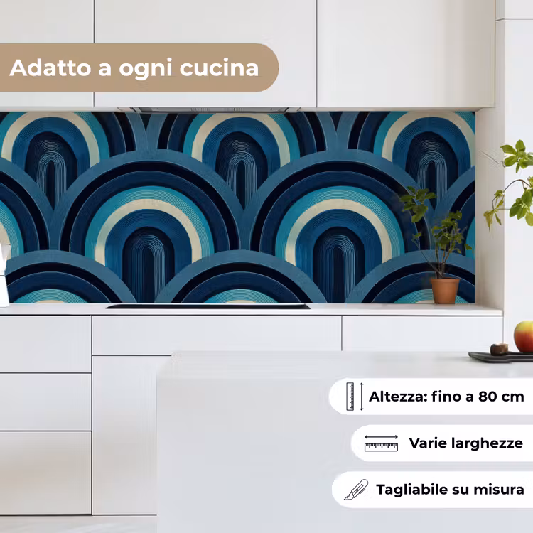 Schienale cucina - Archi - Geometrico - Motivo - Blu - Retrò — 7