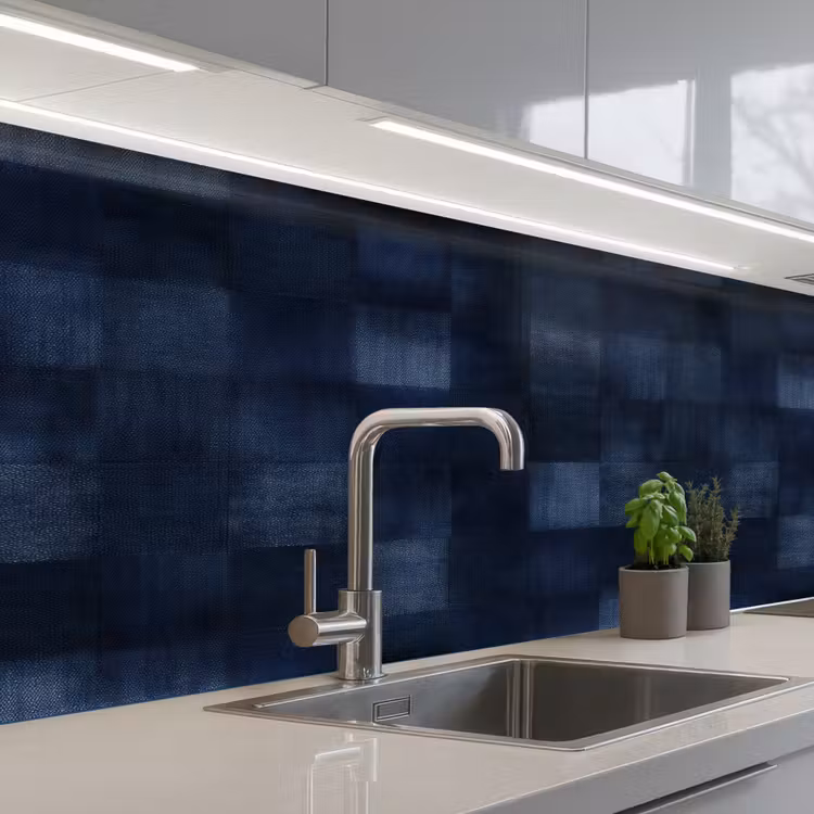 Schienale cucina - Motivo - A scacchi - Blu marino — 2