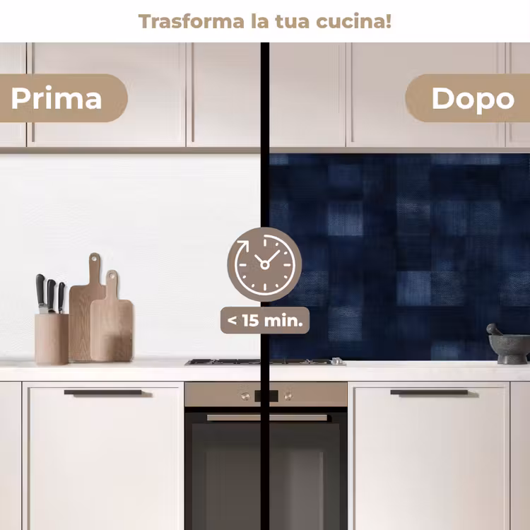Schienale cucina - Motivo - A scacchi - Blu marino — 3