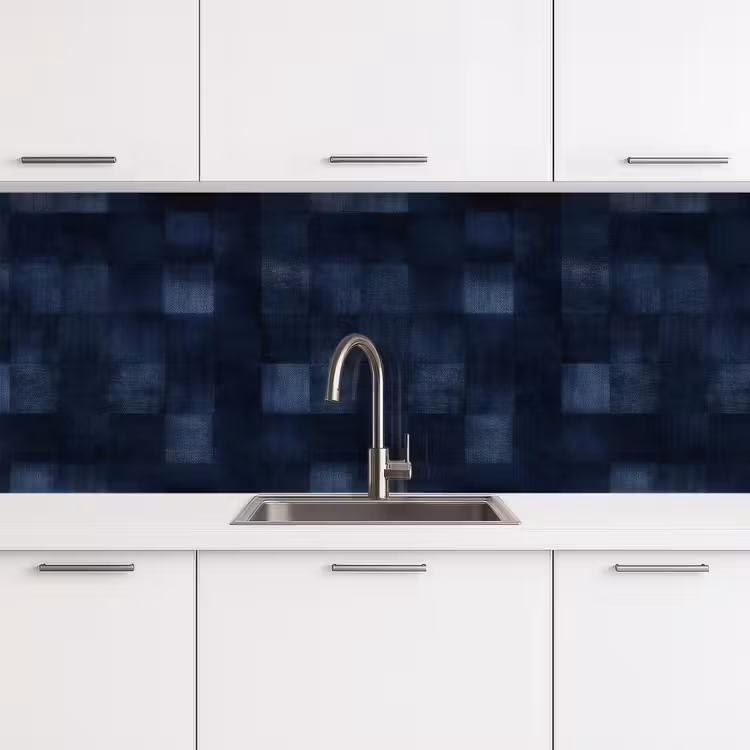 Schienale cucina - Motivo - A scacchi - Blu marino — 4