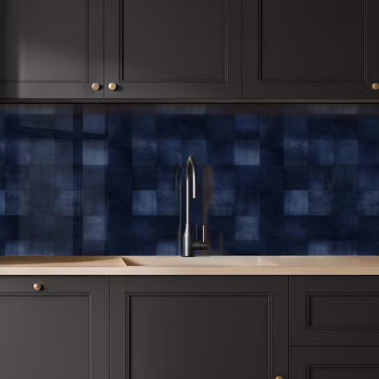 Schienale cucina - Motivo - A scacchi - Blu marino — 6