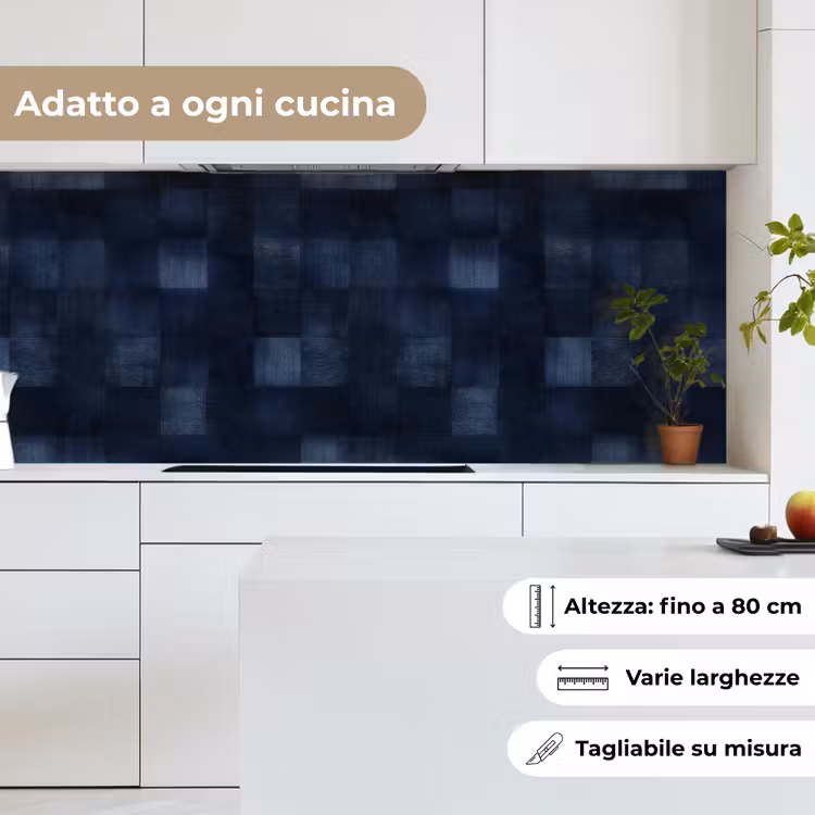 Schienale cucina - Motivo - A scacchi - Blu marino — 7