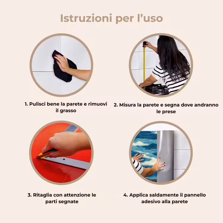 Schienale cucina - Onde - Astratto - Motivo - Blu - Bianco — 9