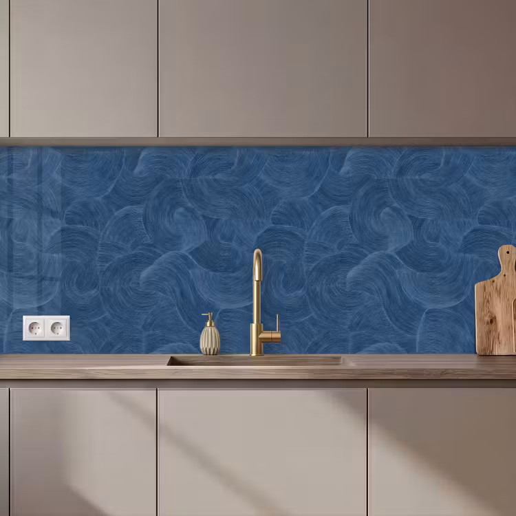 Schienale cucina - Onde - Struttura - Motivo - Blu — 1