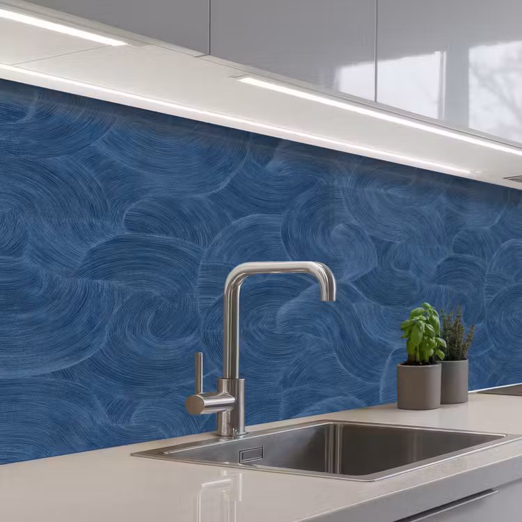 Schienale cucina - Onde - Struttura - Motivo - Blu — 2