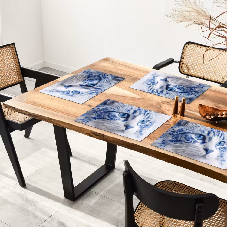 Tovaglietta – 6 pezzi - Gatto - Motivo - Blu — 4