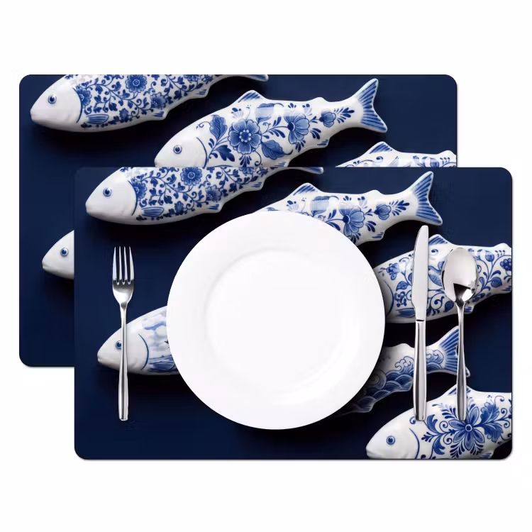 Tovaglietta – 6 pezzi - Pesce - Delftware - Ceramica — 2