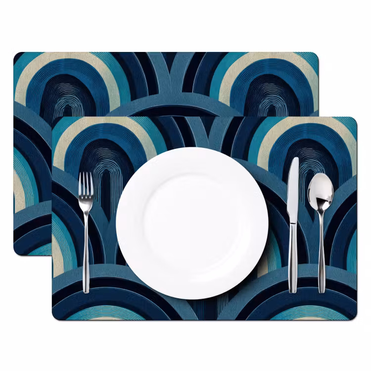 Tovaglietta – 6 pezzi - Archi - Geometrico - Motivo - Blu - Retrò — 2