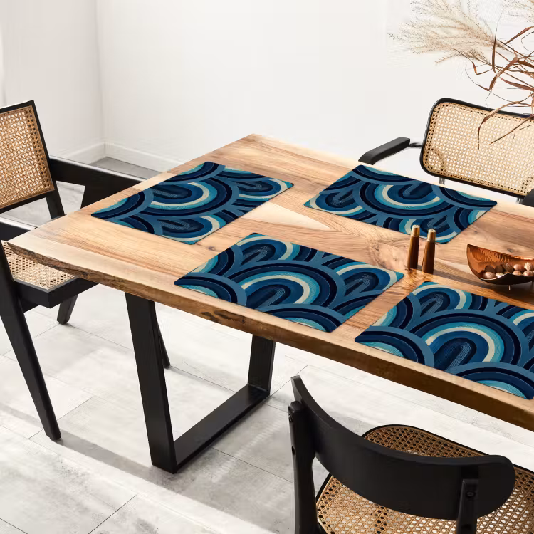 Tovaglietta – 6 pezzi - Archi - Geometrico - Motivo - Blu - Retrò — 4