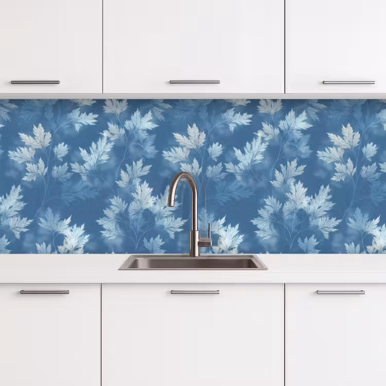 Schienale cucina - Felce - Botanica - Motivo - Grigio-blu — 4