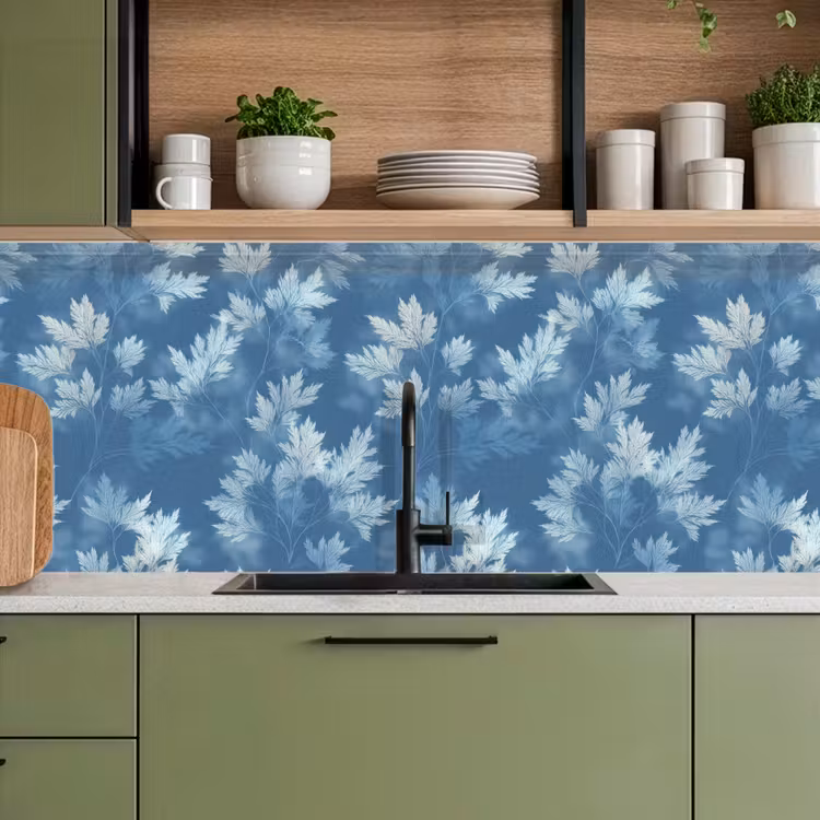 Schienale cucina - Felce - Botanica - Motivo - Grigio-blu — 8