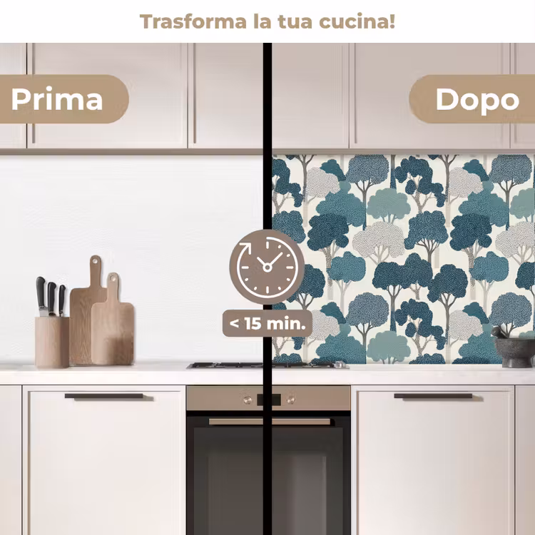 Schienale cucina - Moderno - Alberi - Foresta - Motivo - Blu — 3