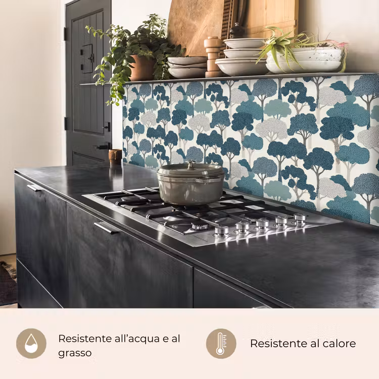 Schienale cucina - Moderno - Alberi - Foresta - Motivo - Blu — 5
