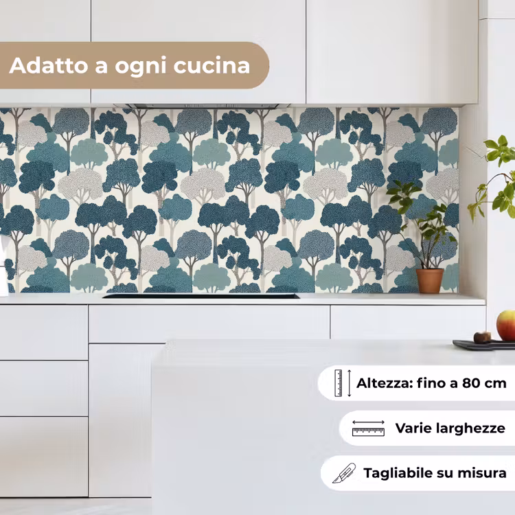 Schienale cucina - Moderno - Alberi - Foresta - Motivo - Blu — 7