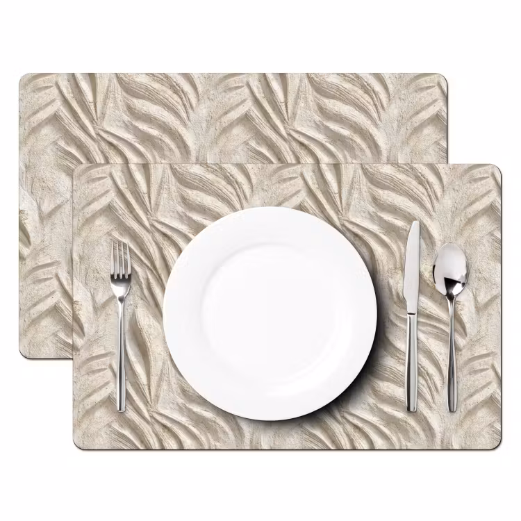 Tovaglietta – 6 pezzi - Struttura - Rilievo - Beige — 2