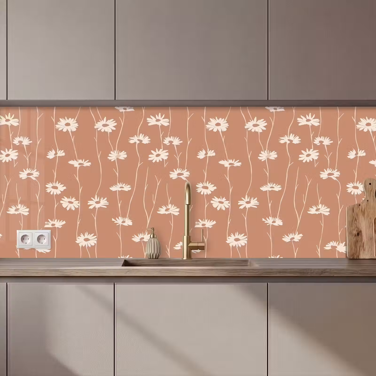 Schienale cucina - Margherite - Sottile - Terracotta — 1
