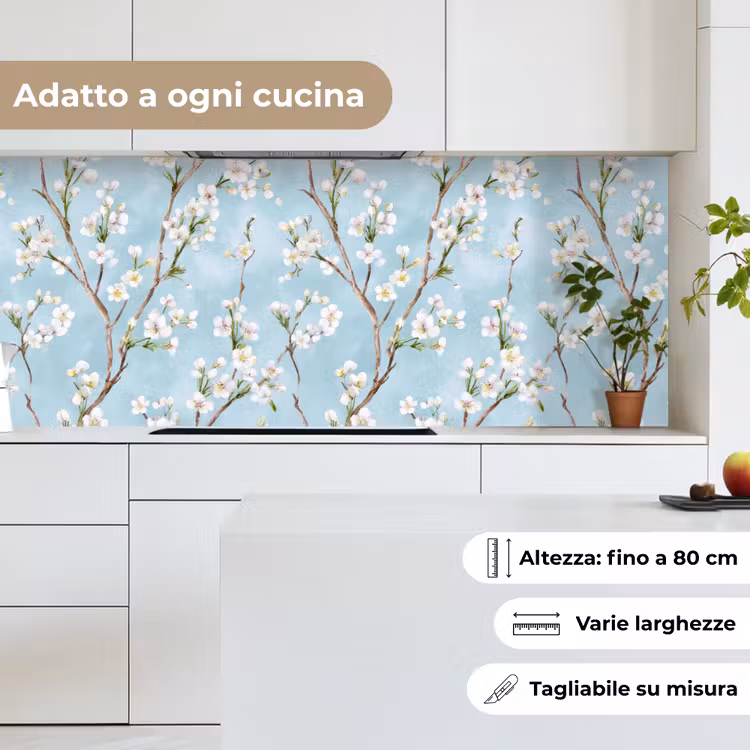 Schienale cucina - Fiori di ciliegio - Texture - Blu — 7