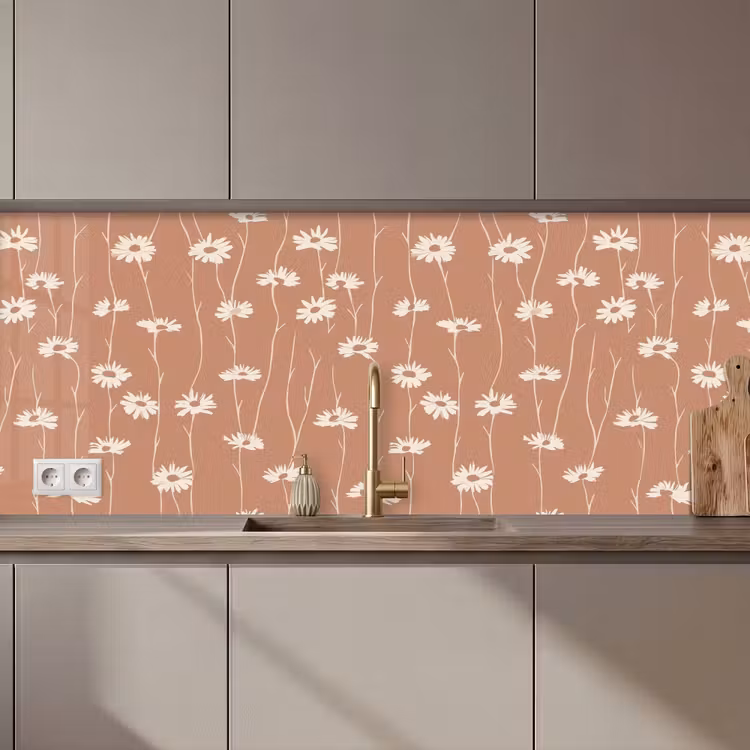Schienale cucina - Margherite - Sottile - Terracotta — 1