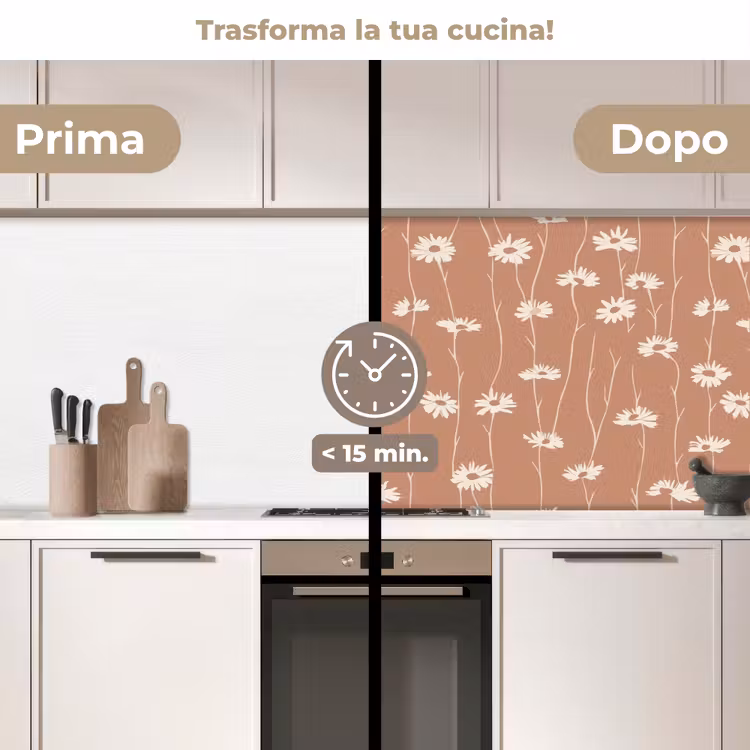 Schienale cucina - Margherite - Sottile - Terracotta — 3