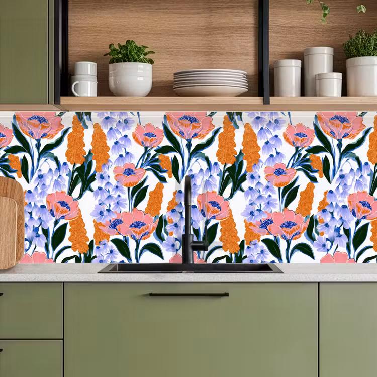 Schienale cucina - Motivo - Acquerello - Colorato — 8