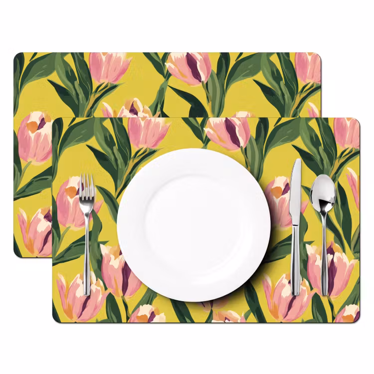 Tovaglietta – 6 pezzi - Tulipani - Botanico - Giallo — 2