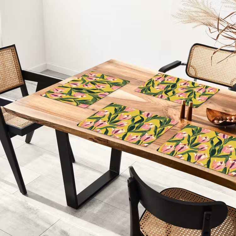 Tovaglietta – 6 pezzi - Tulipani - Botanico - Giallo — 4