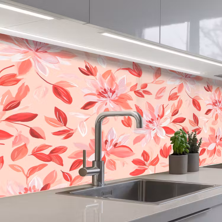 Schienale cucina - Botanico - Fiori - Rosso — 2