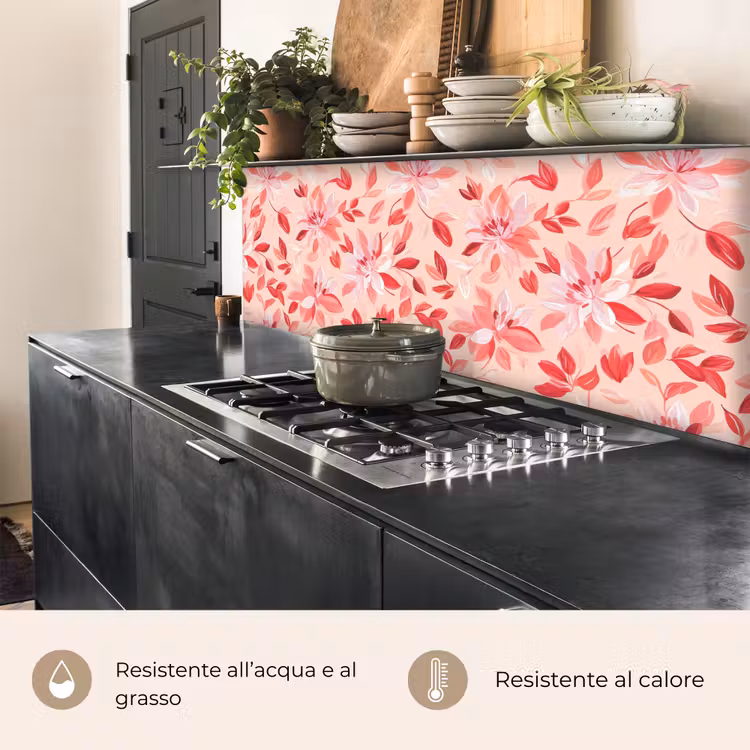 Schienale cucina - Botanico - Fiori - Rosso — 5