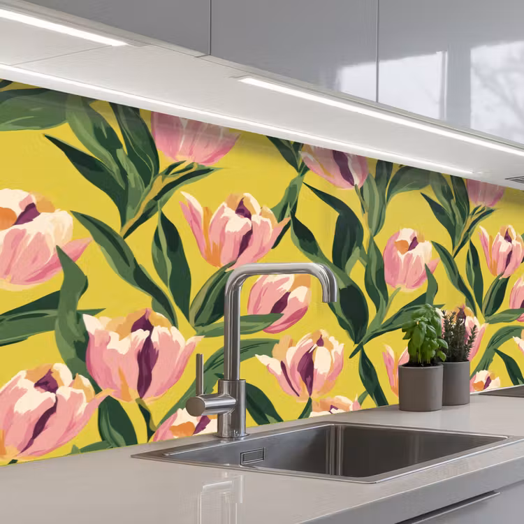 Schienale cucina - Tulipani - Botanico - Giallo — 2
