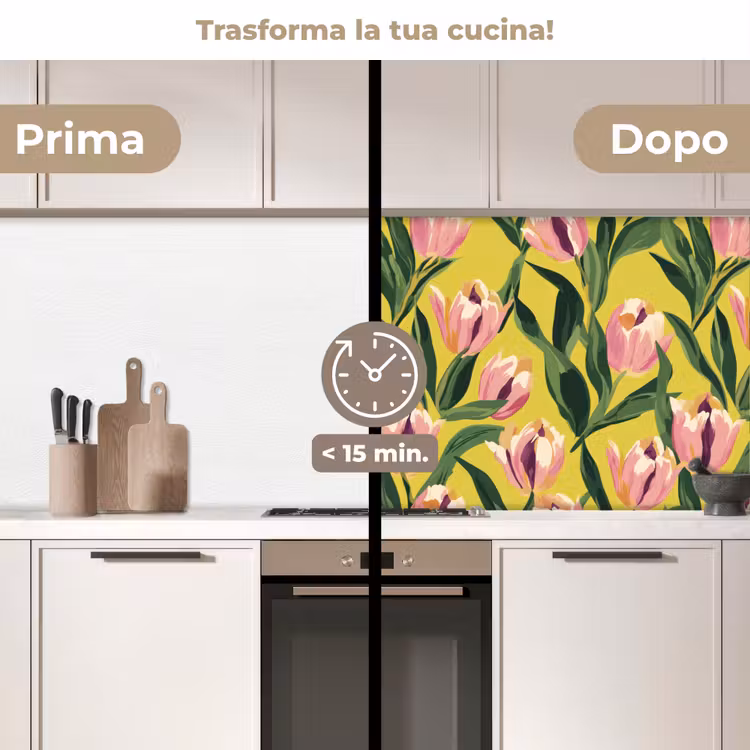 Schienale cucina - Tulipani - Botanico - Giallo — 3