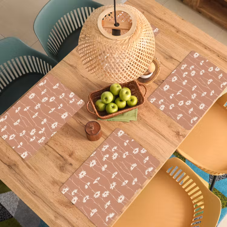 Tovaglietta – 6 pezzi - Margherite - Sottile - Terracotta — 3