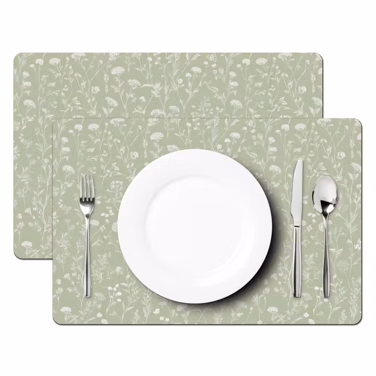 Tovaglietta – 6 pezzi - Fiori - Motivo - Verde — 2