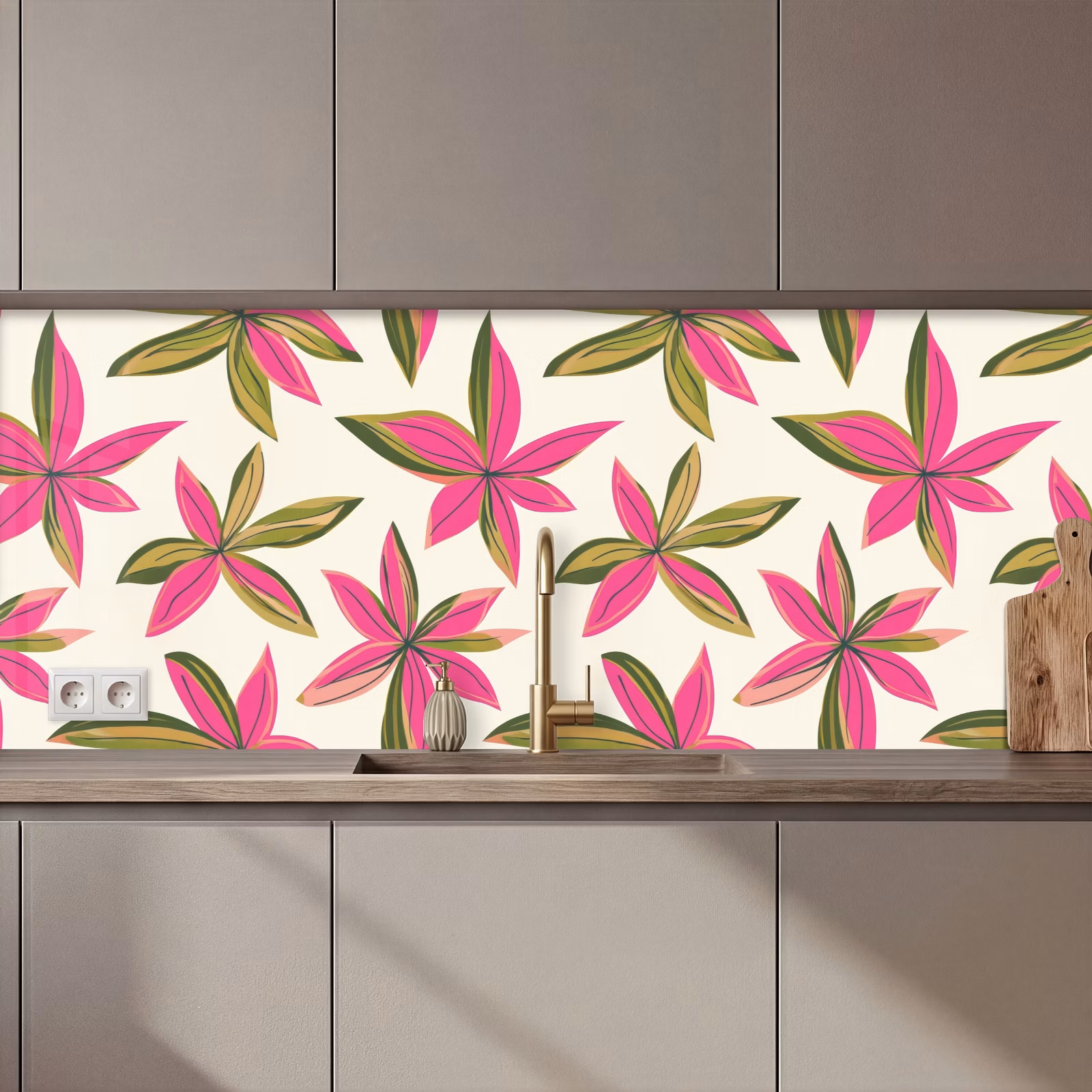 Schienale cucina - Tropicale - Fiore - Rosa — 1