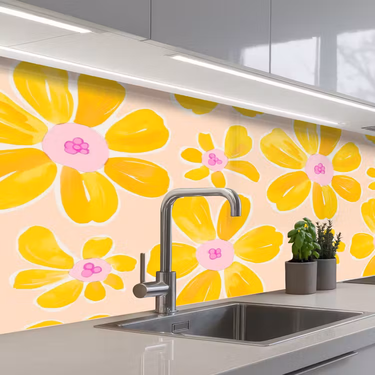 Schienale cucina - Estate - Fiori - Giallo — 2