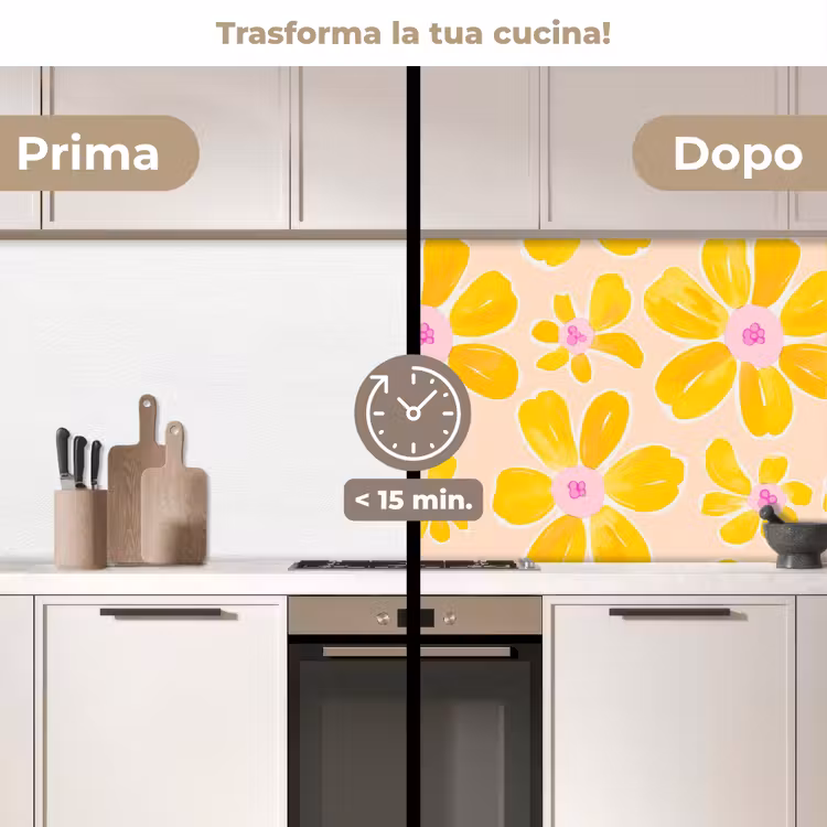 Schienale cucina - Estate - Fiori - Giallo — 3